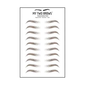 (10 pairs) Dark Brown Temporary Eyebrow Tattoo - Small Size - Waterproof & Smudgeproof - Assertive Arch Style Eyebrow Stickers - Sheet Lasts up to 30 Days - Won't Work on Existing Brows