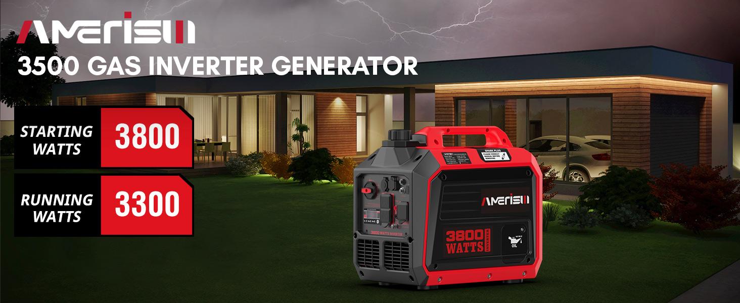 AMERISUN 3800W Portable Inverter Generator, Hurricane season, Outdoor Generator, Gas Powered, Long Runtime Gas Generator for Camping, Tailgating, Home Emergency Use, EPA Compliant(AL5035C), generators for house power
