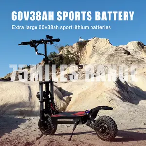 Boyueda S3-11 Electric Scooter 6000W Dual Motor 55 MPH 38Ah 75 Miles Range 11" Off-Road Tires Foldable with Seat LED Lights UL2272 Certified