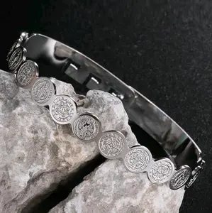 San Benito Stainless Steel Bracelet - Simple Design with Decorative Elements