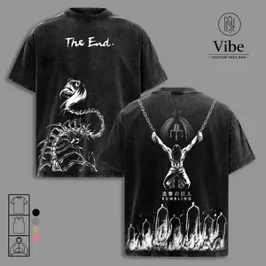 Eren Yeager Attack on Titan Vintage Washed T Shirt, Tank Top Anime Manga Graphic Oversized Tee, Rumbling Heavyweight Cotton Streetwear Back Print Fashion Gift