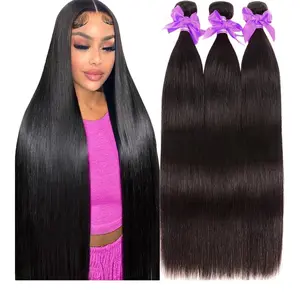 Straight Bundles Human Hair - 3bundles straight hair Brazilian virgin deal human hair extensions natural color 22,24,26 inch