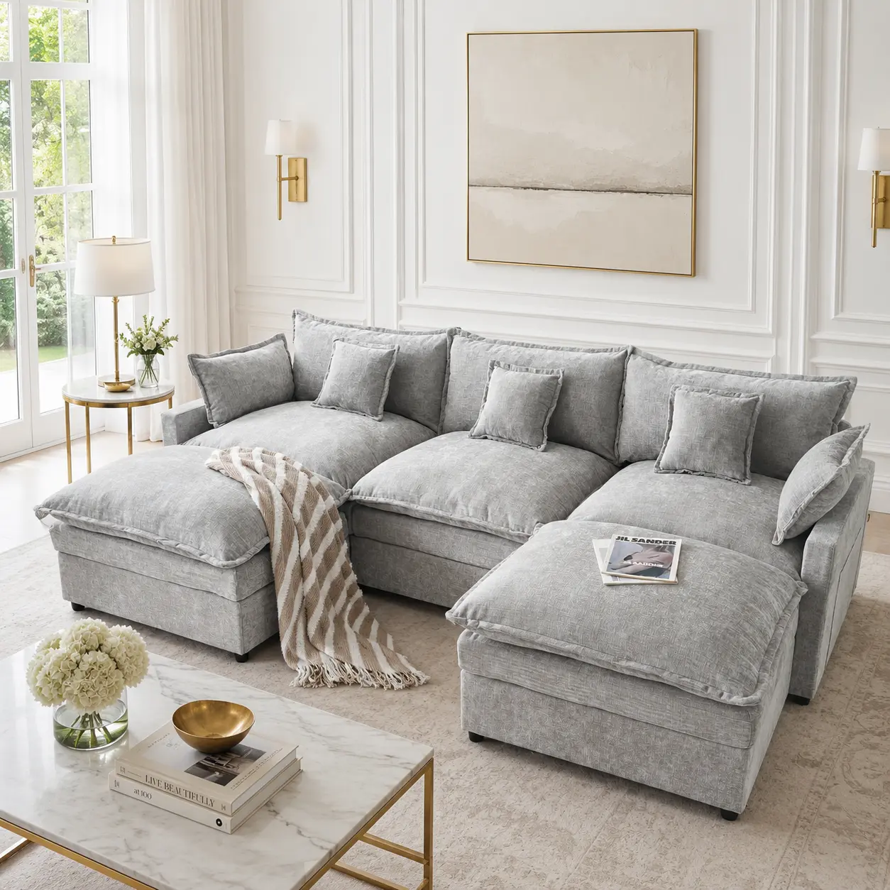 【Reinforced Frame Support】OOSWIFT 108" Cloud Couch You’ll Never Want to Leave – U Shaped Deep Seat Sofa, Sink-In Comfort, 2 Ottomans, The Ultimate Lazy Living Room Setup