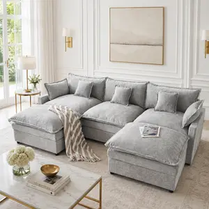 【Reinforced Frame Support】OOSWIFT 108" Cloud Couch You’ll Never Want to Leave – U Shaped Deep Seat Sofa, Sink-In Comfort, 2 Ottomans, The Ultimate Lazy Living Room Setup