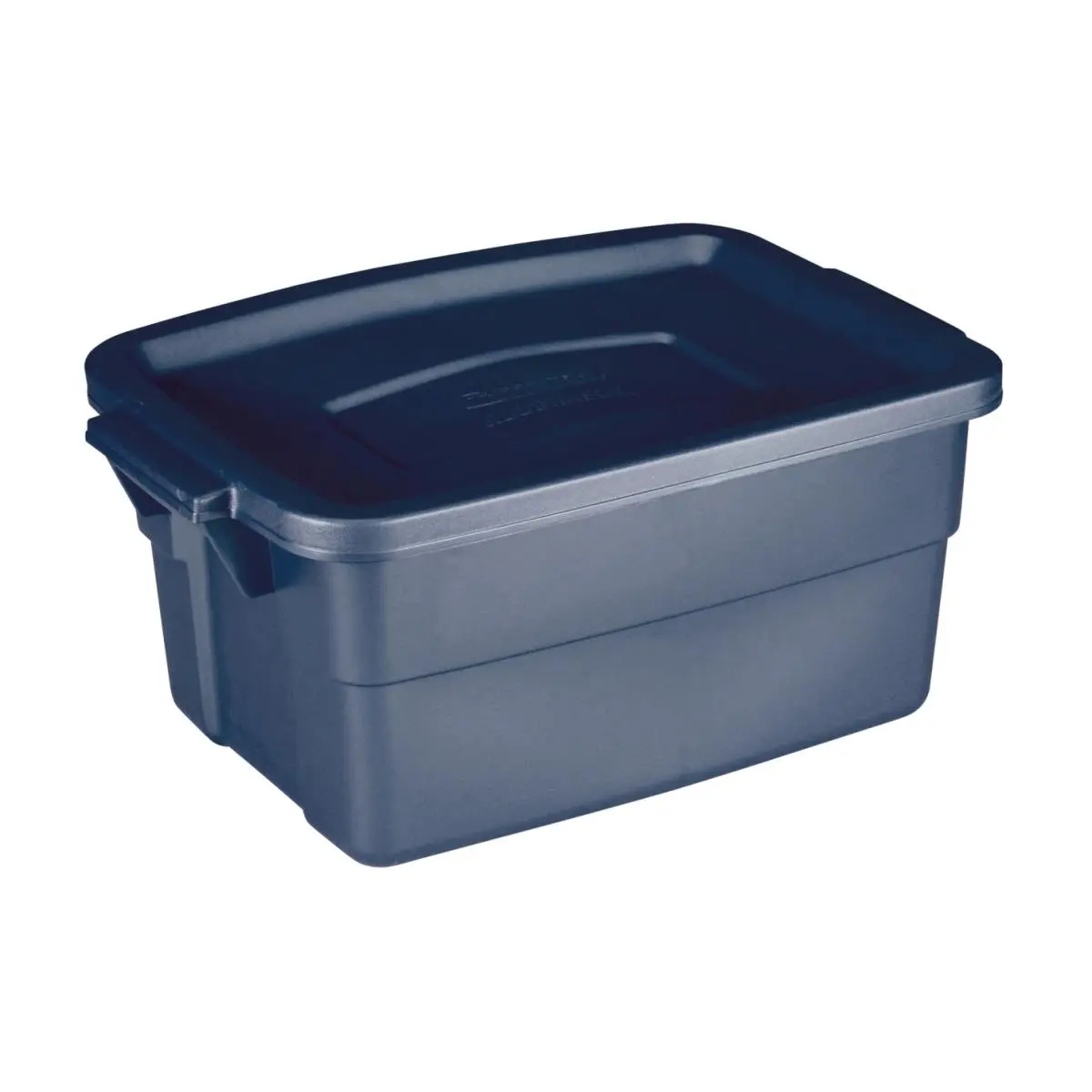 212 MAIN 3 gal Roughneck Tote with Lid, Rubbermaid Design, Blue Metallic Base & Snap Lids for Secure Carry, Home Organizer Storage Box