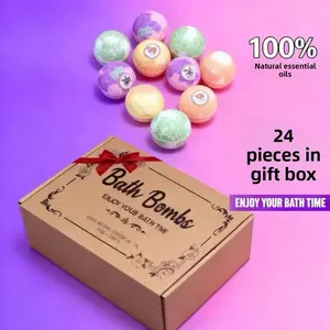 Baby Bombe 24-Piece Natural Essential Oil Bath Bomb Gift Set Luxurious Aromatherapy Spa for Relaxation Foot Soak Body Care Moisturize Scented Cosmetic
