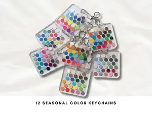 12 Seasonal Color Acrylic Keychain | Small Portable Personal Color Analysis Palette Swatch Card | Plastic Pocket Color Chart Guide & Gift