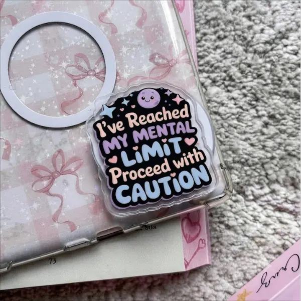 Mental Limit Warning MagSafe Phone Grip, Relatable Sarcastic Griptok, Funny Mental Health Phone Stand, Edgy Aesthetic Accessory, Unique Gift