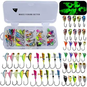 Ice Fishing Jigs Kit Ice Fishing Lures for Walleye Perch Jigs Heads for Ice Fishing Tackle Panfish Crappie Jigs 50 count/31PCS