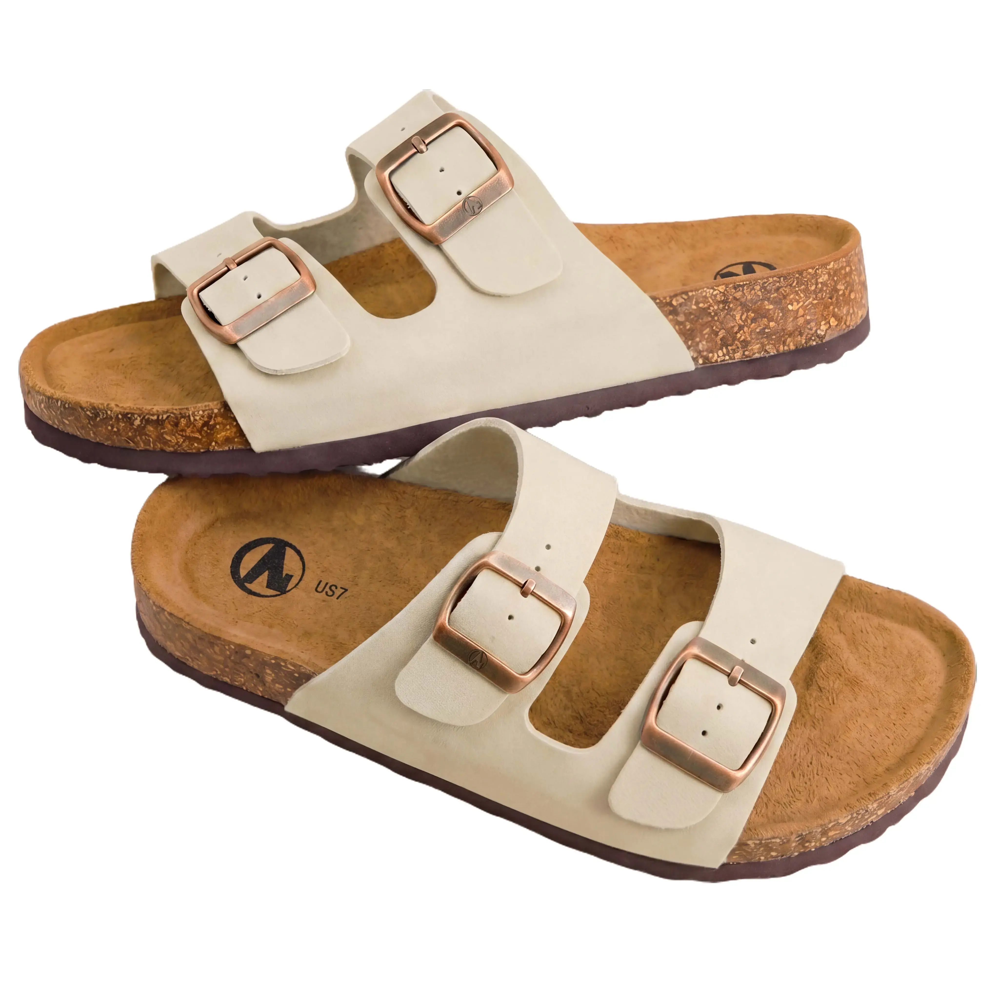 N Women's Cork Footbed Wedge Slides with Arch Support and Cloud Comfort - Double Buckle Casual Walking Sandals for Beach & Daily Wear, Walking Shoes, Casual Beach Sandals