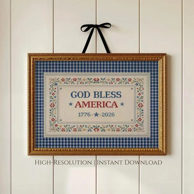 God Bless America PRINTABLE Wall Art Poster America 250th Anniversary Print, Vintage USA Rustic Americana Decor, 4th of July Poster