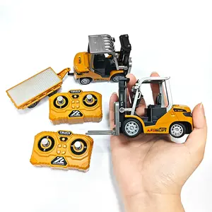 Mini Dump Mini Forklift Toy, 1:64 Scale Truck Remote Control Car with Lights, 2.4GHz Remote Control, Mini Alloy Truck, Fun Birthday Christmas Gifts