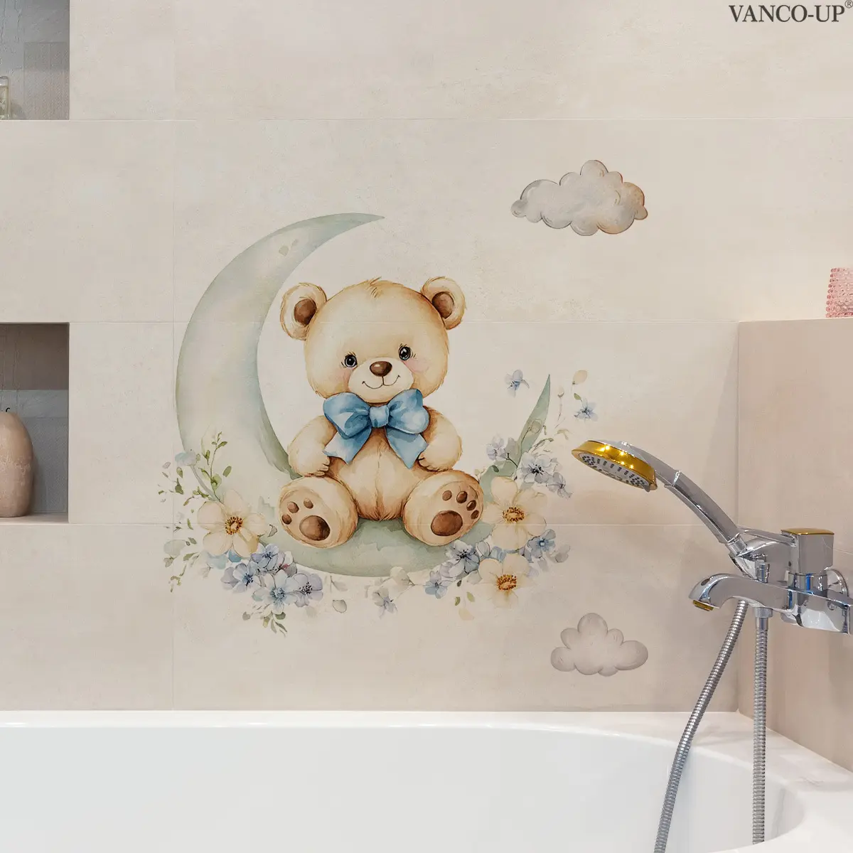 A (30*30cm) Moon Bear 2D flat wall sticker, a self-adhesive Decorative Wall Sticker for home decoration, N20586-NC