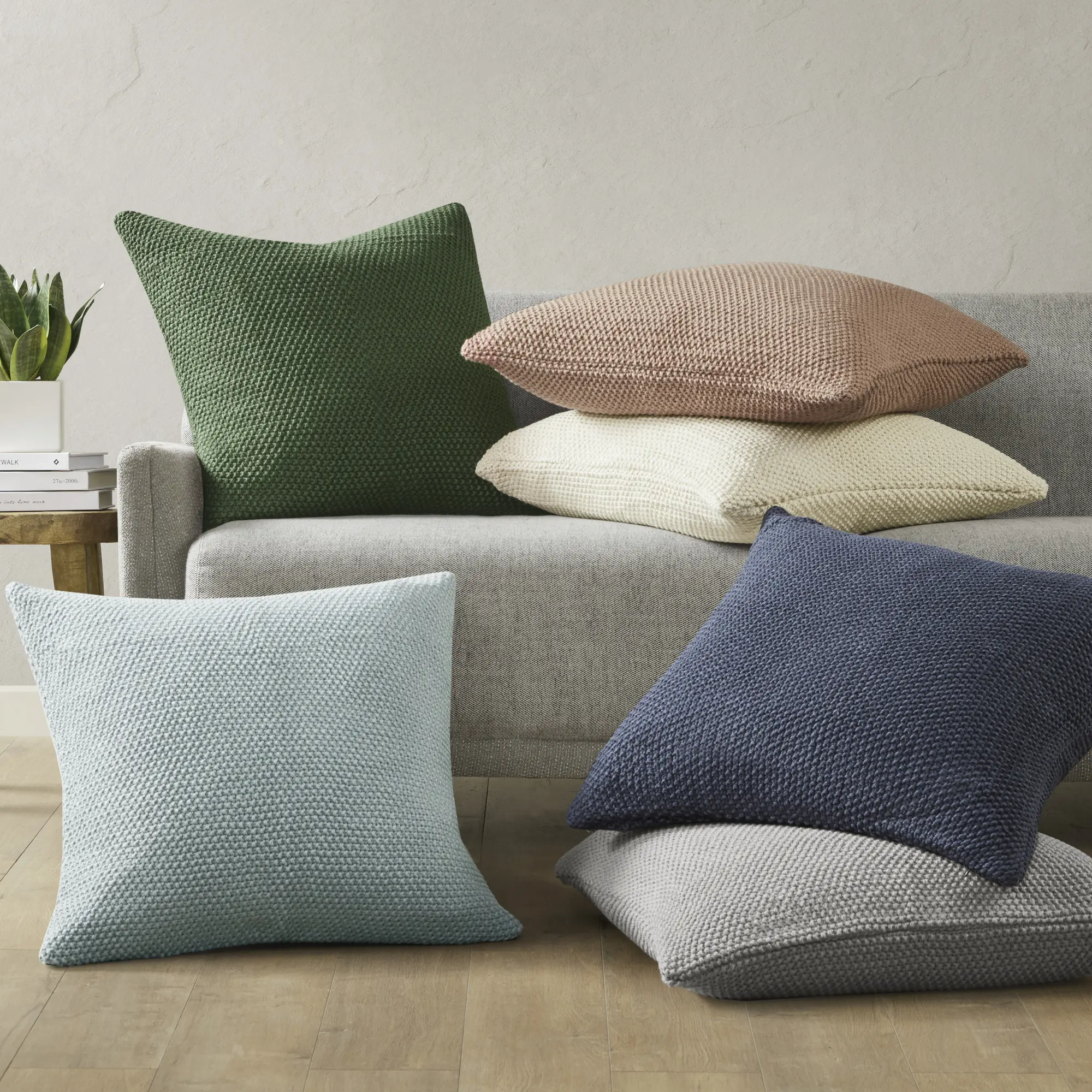 INK+IVY Bree Knit Square Pillow Cover | 100% Soft Acrylic Cottage Throw Pillow Case with Hidden Zipper, Washable Decorative Cushion Cover Only