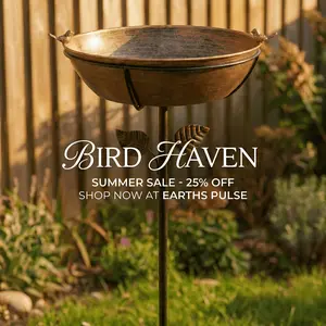 Extra-Large 1.4-Gallon Outdoor Bird Bath Basin——13.6 Inch Removable Cast Iron Basin with 41.6-inch Overal Height, Rust-Proof & Super Easy to Clean, Includes 2 Decorative Ornaments