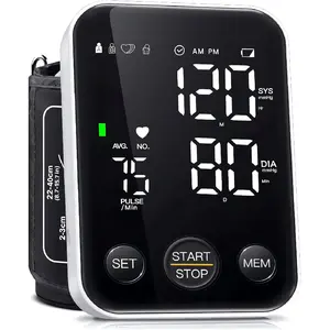 Blood Pressure Monitor Upper Arm Monitors for Home Use BP Machine Sphygmomanometer with 2x120 Reading Memory Adjustable Arm Cuff 8.7"-15.7" Large Display with LED Background Light Storage Bag