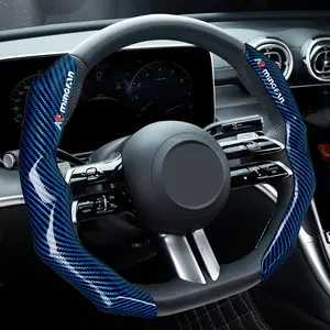Carbon Fiber Pattern Glossy Steering Wheel Cover Set with Fiber-Optic Grip, Ergonomic 2-Piece Car Steering Wheel Insert Accessory Set, Car Accessories, Automotive, Car Interior Kit