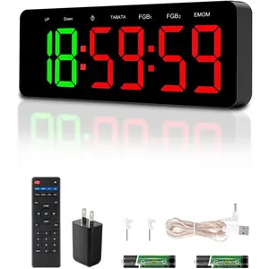 Gym Clock Timer for Tabata/FGB/EMOM Interval Workout with Large LED Display Digital Wall Clock with Seconds Fitness Timer with Remote Control for Classroom Home Garage Office