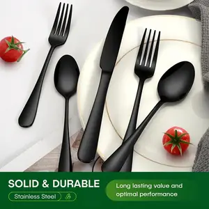 30/60pcs Black Silverware Set with Organizer, Home and Kitchen Stainless Steel Tableware Set for 12, Included 12 Main Knives, 12 Main Forks, 12 Main Spoons, 12 Dessert Forks, 12 Coffee Spoons, 1 Silverware Tray, Mirror Polished, Dishwasher Safe