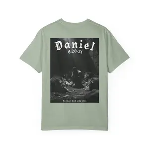 Daniel and the Lions Den Shirt | Daniel 6:20-21 Christian Tee | Minimalist Chest Logo | Mens Scripture Apparel | Christian Dad Gift