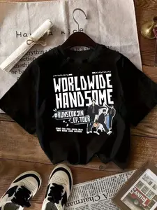 Jin Worldwide Handsome Graphic T-Shirt – Black "#RunSeokjin" Tee for Men Women | Viral Trendy K-Pop Artist Apparel | Soft Premium Cotton Top