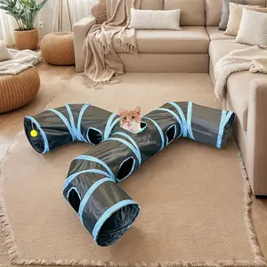 New Design Long Three-Way Cat Tunnel Toy, Unique Shape Pet Passage Plaything for Kittens, Rolling Dragon Interactive Cat Toy