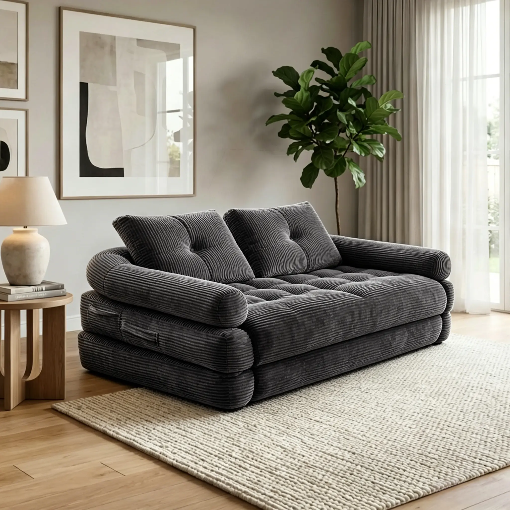 Corduroy Floor Chair - Cozy and Comfortable Seating for Relaxation and Leisure Time #SummerVibes