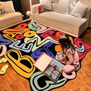 Colorful Letter Pattern Floor Mat, 1 Count Non-slip Soft Floor Carpet, Rectangular Decorative Area Rug for Home Living Room Bedroom Study Room