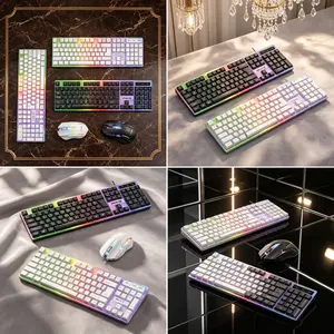 Wired gaming keyboard and mouse set, 104 keyboard, LED colorful backlight, with anti slip base, adjustable DPI LED illuminated gaming mouse, USB plug and play combination, for daily use by casual gamers, office workers, and students