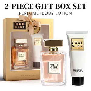 2-Piece Set,Women's Eau De Parfuma Spray And Body Lotion Gift Box,Long Lasting Fragrance, Notes Of  Ylang-Ylang,Bergamot,Lemon Scents Perfume, Perfect For Holiday Gifts, Dating, Daily Life, Parties,3.4 fl oz Perfume,2.8 fl oz Body Lotion
