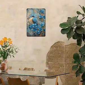 Vintage Metal Tin Logo Bird Wall Art Print 8x12inch Photo Garage Decoration Unique Fun Bird-Themed Decor Poster Ornaments Room Artistic Design Flowers Gift