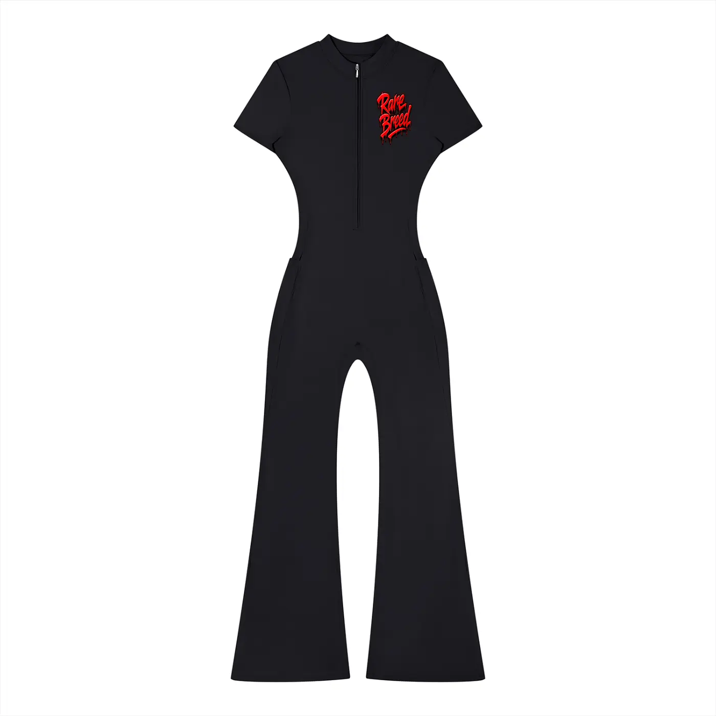 Women’s Tight Flared Leg Quarter-Zip Jumpsuit