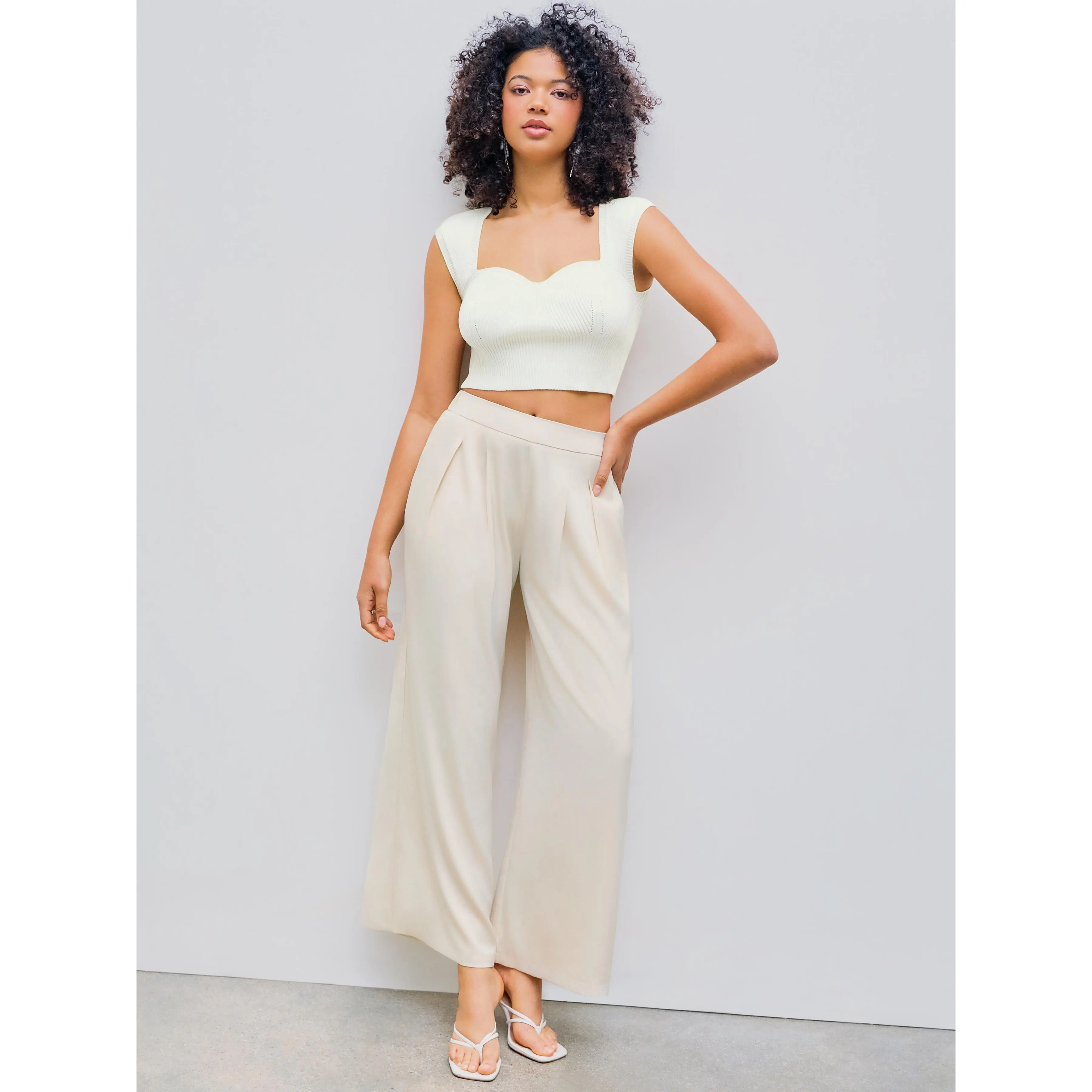 Cider Women's Casual Solid Pleated High Waisted Loose Wide-Leg Trousers with a Comfortable Elastic Waist, Wide Legged Pants, Loose Wideleg, High Waisted Wide Leg Pants