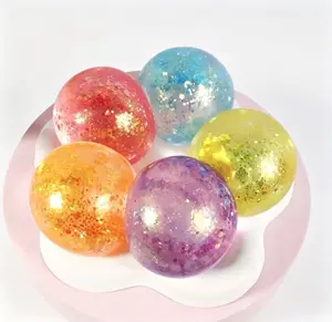 6 pack Pearlescent Jelly Stress Relief Ball, 6CM Soft Squeeze Gadget, Transparent Ice Texture Fidget  for Anxiety Relief Indoor Recreation