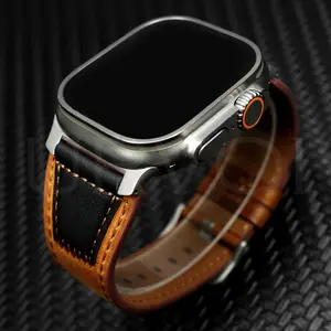 URVOI Band for Apple Watch Ultra 3 2 leather Strap contrast color high quality Pin buckle wristband for iWatch 46mm 49mm