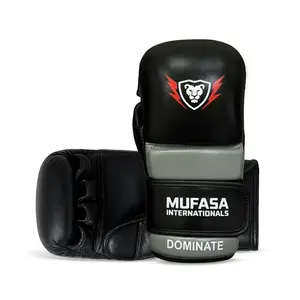 MUFASA INTERNATIONALS UFC Leather Open Palm MMA Fight Gloves for Men/Women, 4 Oz