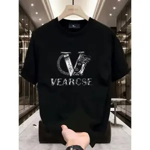 2025 new men's stylish pure cotton round-neck casual printed T-shirt, suitable for both men and women, perfect for fashionable and relaxed summer outfits.