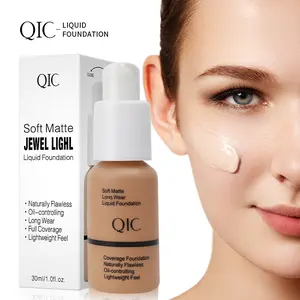 QIC Soft Matte Liquid Foundation - 101# Porcelain, 30ml Moisturizing Full Coverage Formula, Lightweight Non-Cakey Concealer, Sensitive-Safe for All Skin Types, Hydrate for Flawless Finish, Daily Makeup Contour Product, Moisturize Cosmetic