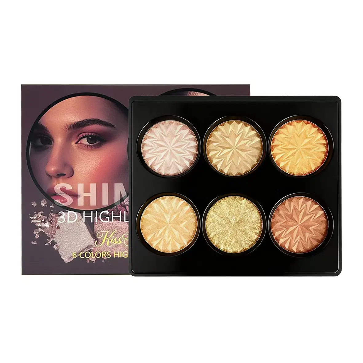 6-color highlighter palette dark brightening fine glitter powder makeup face makeup Cosmetic