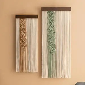 Macrame Wall Hanging Boho Tapestry, Handmade Leaves Decor for Living Room Bedroom Office, Breathtaking Driftwood Tassel Design
