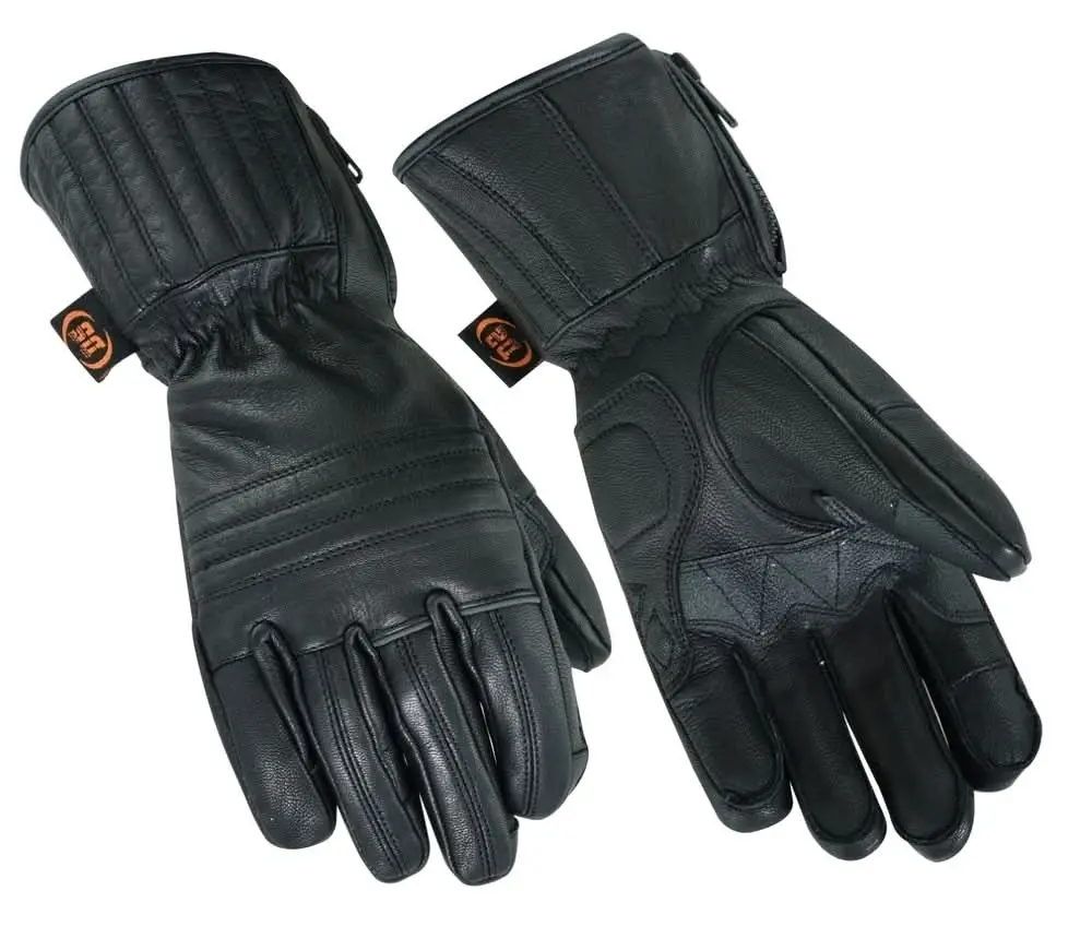 Aniline Goat Leather Motorcycle Gloves for Cold-Weather Riders - Cruiser Style, Waterproof & Insulated with Touchscreen Fingers, Reflective Piping & Zipper Entry, S, Built For Cold-Weather Riders, Insulated Cruiser Gloves