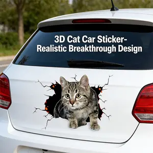 3D simulation cute cat personalized creative car stickers, cute peeping dog glass car stickers, door scratch decoration and shielding, Car Decals