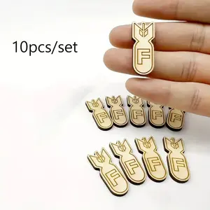 Wooden F-Bomb Decorative Accessories Set of 10pcs, Fun Party & Holiday Pranks, Halloween & Christmas Novelty Items, Humorous Joke Bombs for Trick Lovers