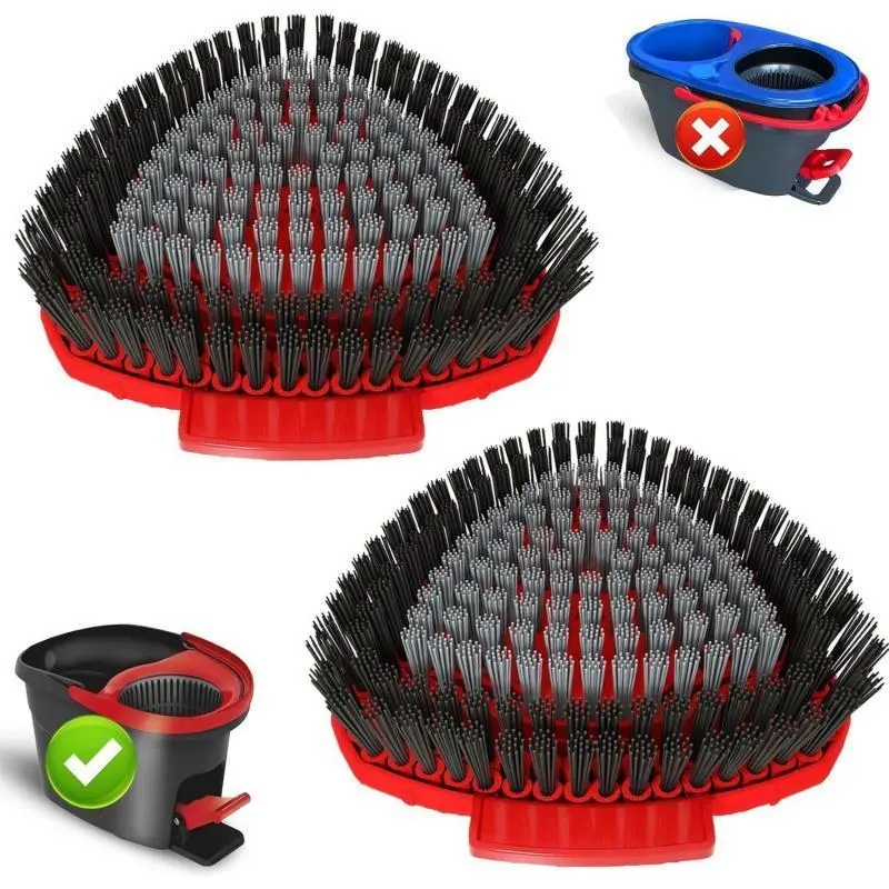 2 Pack Upgrade Scrub Brush Replace Heads Compatible with O Cedar EasyWring 1 Tank Spin Mop,Mop Replacement Scrubber  Brush,Floor Cleaning Brush,More Layers of Bristles for Bathroom, Deck, Kitchen
