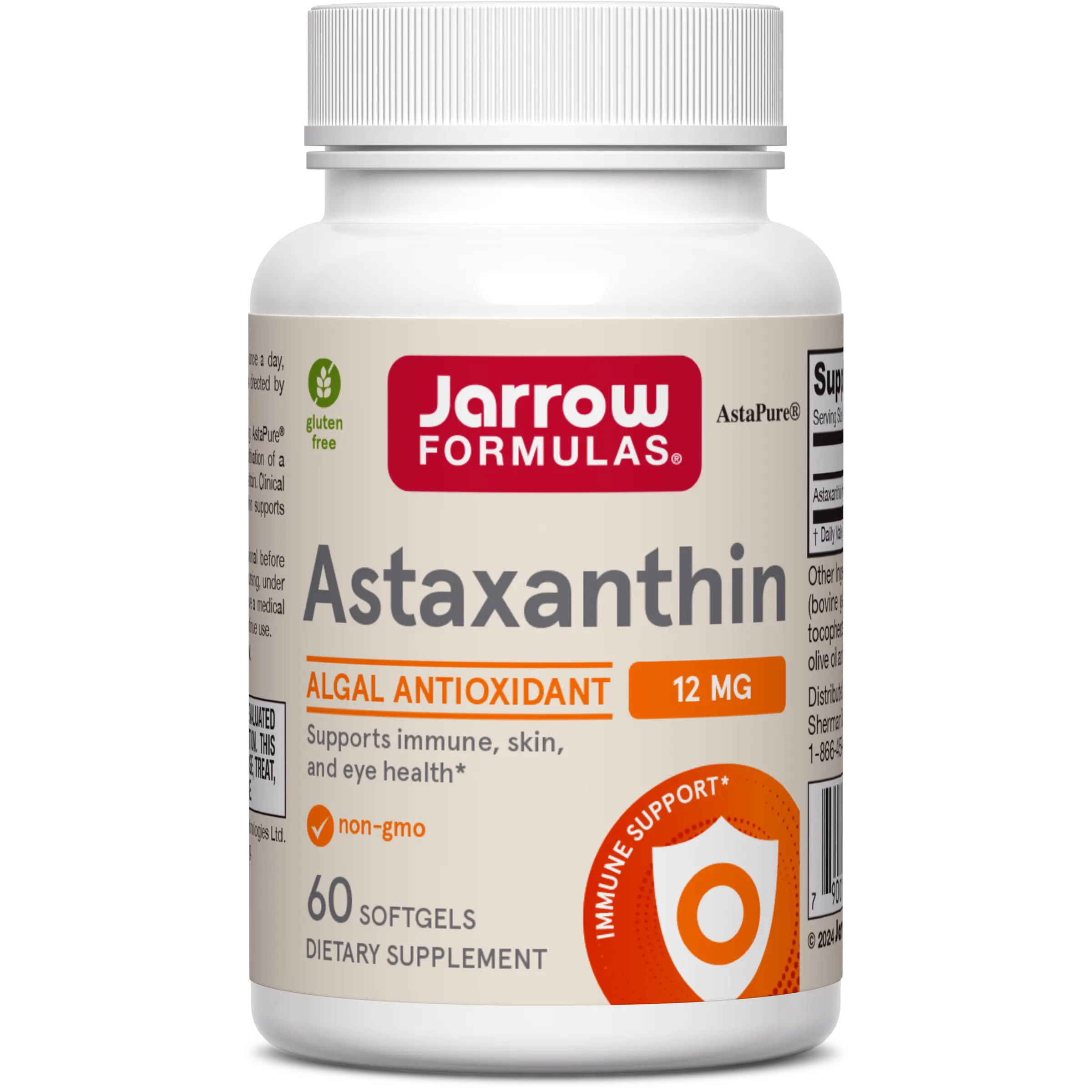 Jarrow Formulas Astaxanthin 12 mg, Dietary Supplement, Antioxidant Support for Immune and Eye Health, 60 Softgels, 60 Day Supply