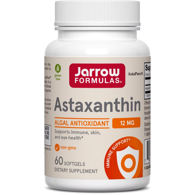 Jarrow Formulas Astaxanthin 12 mg, Dietary Supplement, Antioxidant Support for Immune and Eye Health, 60 Softgels, 60 Day Supply