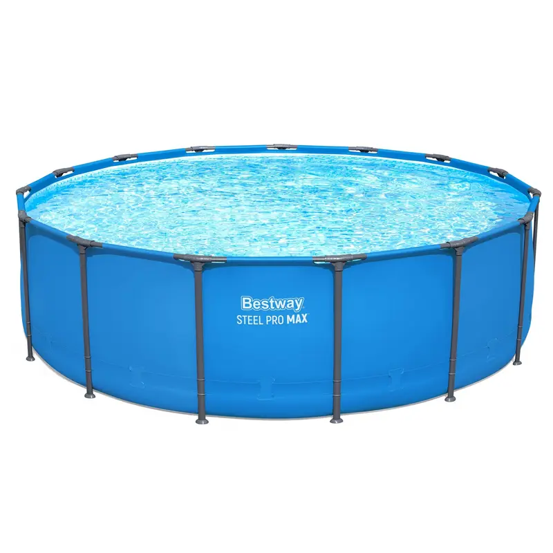 Bestway Steel Pro MAX 15' x 48" Round Above Ground Swimming Pool for Backyard with DuraPlus Liner & FrameLink System for Durability