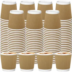 120 Pack Paper Espresso Coffee Cups, 4 oz Disposable Coffee Cups,Corrugated Insulated Ripple Wall, Paper Ripple Cup for Coffee, Hot  and Hot  Drinks -Champagne