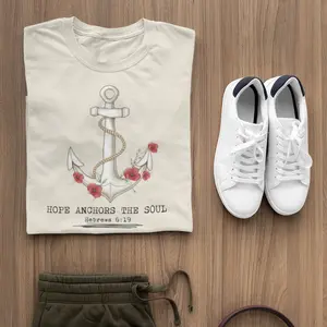 Menswear Unisex Short-Sleeve Casual Fabric Hope Anchors Heavyweight T-Shirt