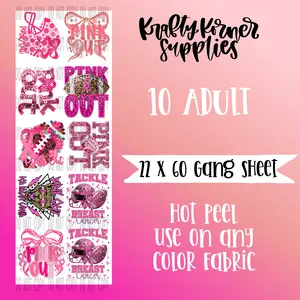 Pink Out DTF Transfer Gang Sheet, 22 x 60